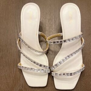 Michael Kors White and Silver Strappy Heels